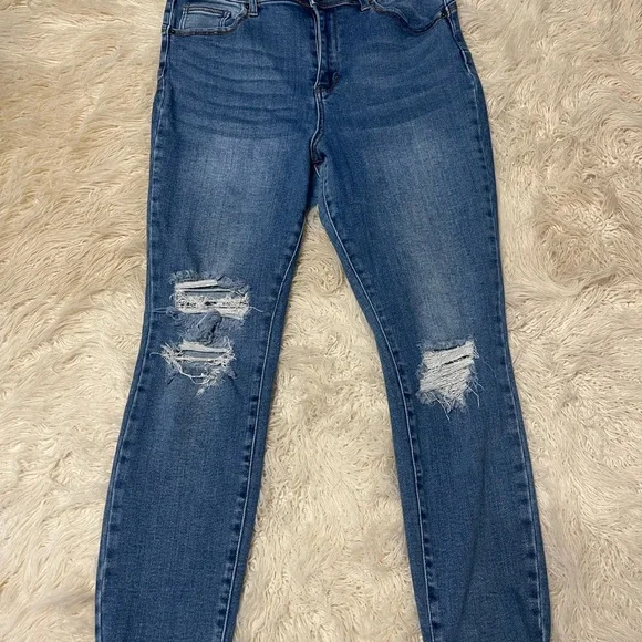 Wax Ripped Blue Skinny Jeans - Picture 1 of 7